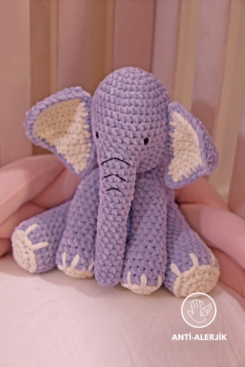 Yumoş Fil Oyun/Uyku Arkadaşı - Lila (El Örgüsü)